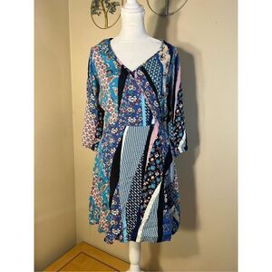 NWT! BeBop Floral Paisley Mixed Print Faux Wrap Floral Dress Small